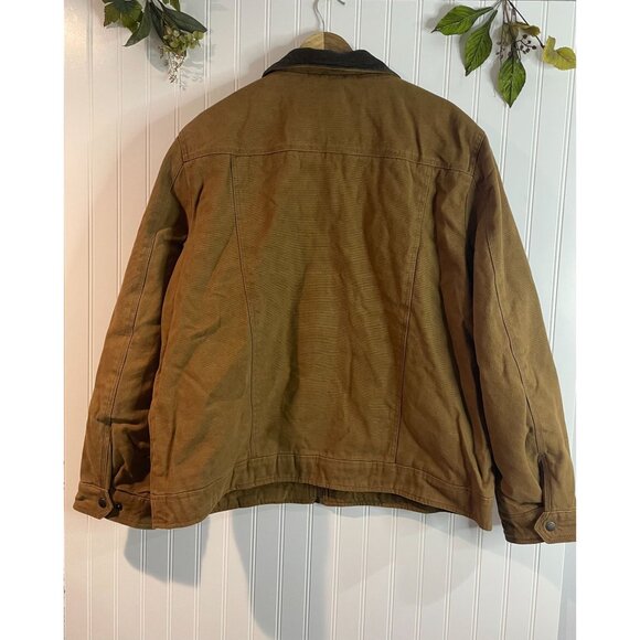 Levis XL Garment Washed Quilted Jacket With Corduroy Collar & Pockets Brown - Picture 5 of 16